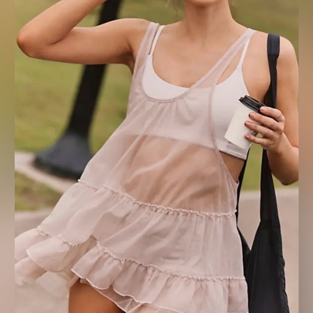 Sheer Pink Layered Dress Free people